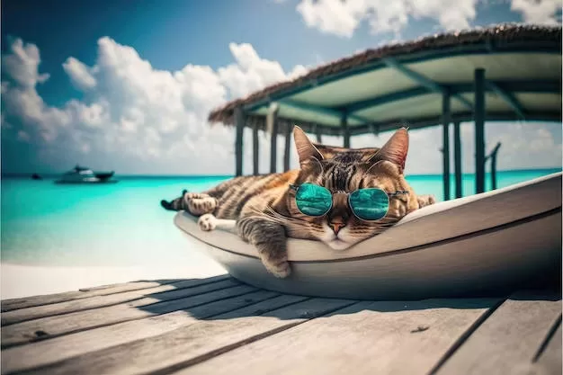 gato con gafas de playa Gatos y Playas